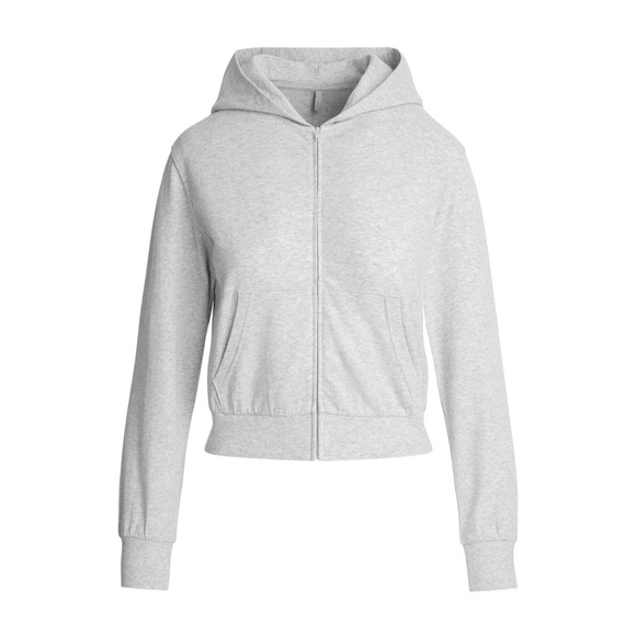 SKIMS cotton jersey zip up slim hoodie XS gray - Picture 1 of 7